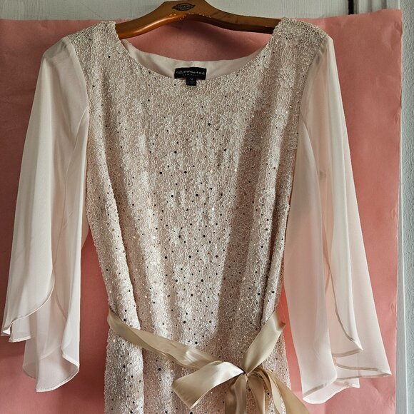 Connected Apparel - Light Pink Top with sequins and Satin Ribbon Belt - Picture 1 of 3